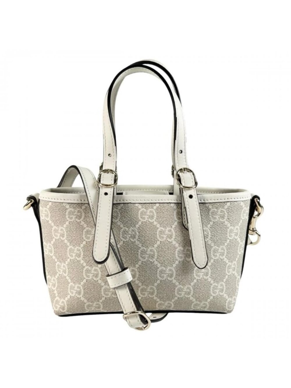 Gucci 2-Way GG Emblem Shoulder Bag Supreme Canvas White